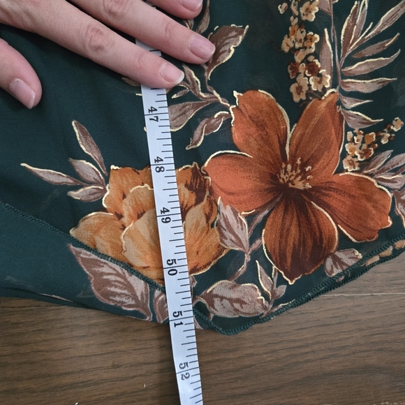 Alexa B Nites chiffon green orange floral flutter sleeve maxi dress 12P - Picture 12 of 12